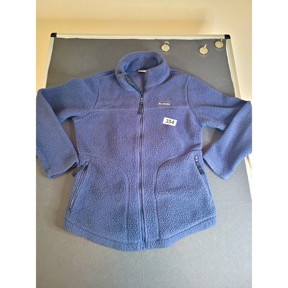 Columbia Women's Full Zip Fleece Jacket Stand-Up Collar Pockets Blue M